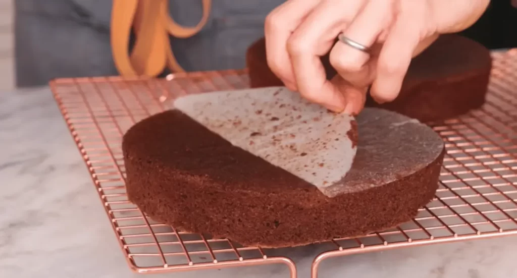 Cake layering process of Marmalade Café German Chocolate Cake
