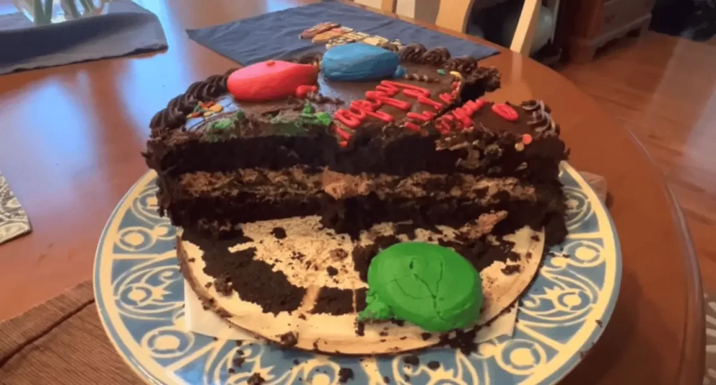  Customized Costco Chocolate Cake with birthday decorations