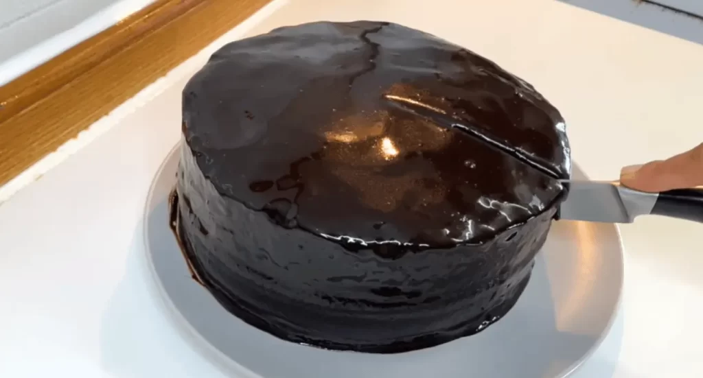 Whole Matilda Chocolate Cake with glossy chocolate ganache